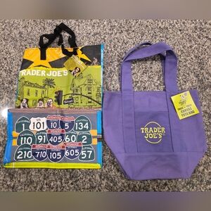 Trader Joe's Totes - Mini Purple Canvas Bag and California Tote Bag